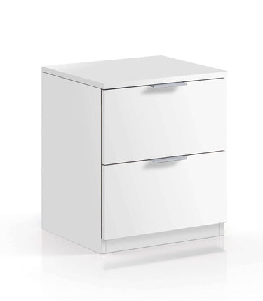 Elegant Nina Arctic White 2-Drawer Compact Bedside Cabinet for Modern Bedrooms - UK Luxury Furniture